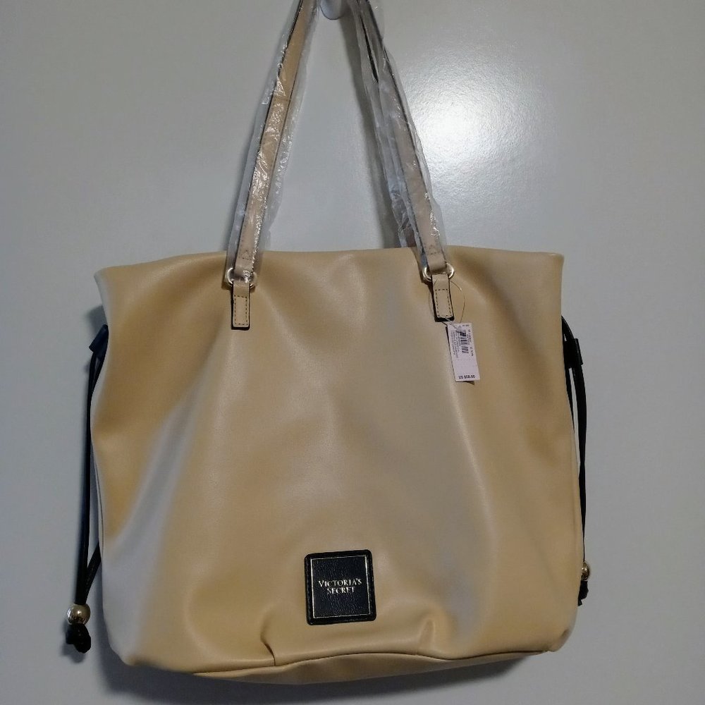 👜 NWT Victoria's Secret Cinch Top Bare Tote Purse - Beige 🌟